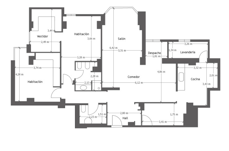 Plano acotado 2d servicio para venta de pisos