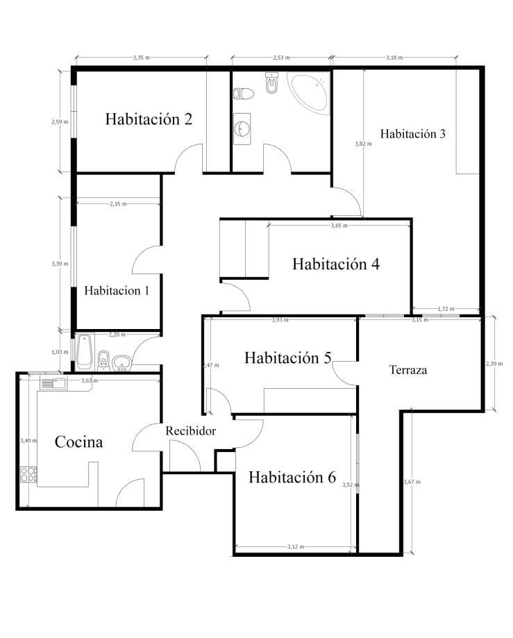 Plano acotado 2d servicio para inmobiliarias