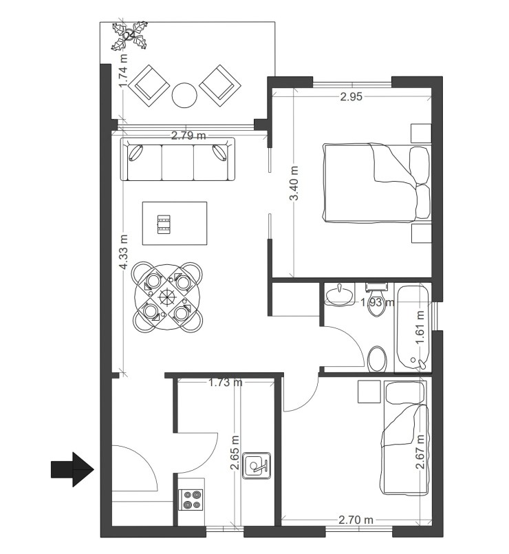 Plano 2d de planta para inmobiliarias